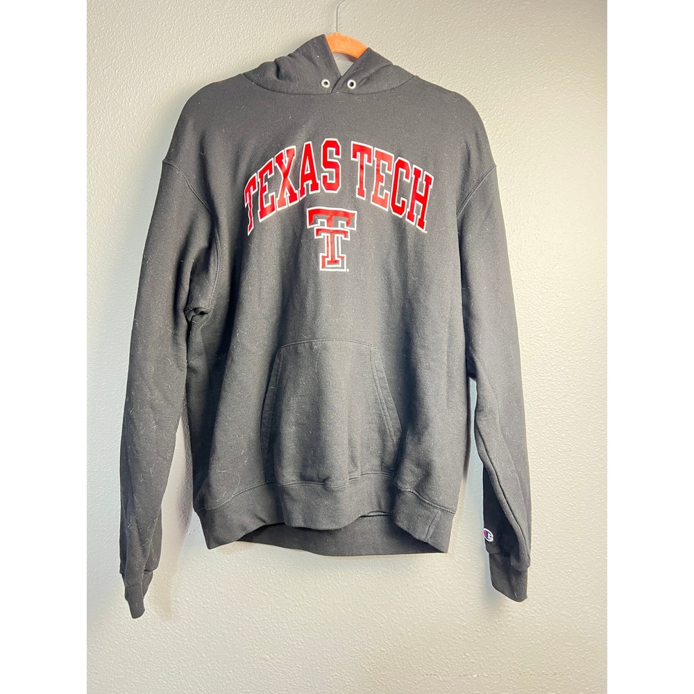 Champion Texas Tech Red Raiders Hoodie Black Mens Large NCAA Sweatshirt 6950